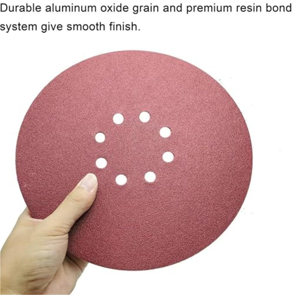 Confezione da 10 dischi abrasivi for cartongesso da 9 pollici 225 mm con gancio e anello, 8 fori in ossido di alluminio(120)