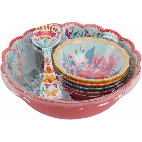 Pioneer Woman Floral 7-Piece Bowls with Cutlery