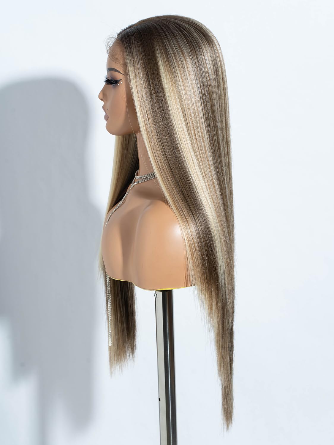 Joedir 13x4 Straight Lace Frontal Wigs Glueless Lace Wigs for Women Synthetic Light Yaki Straight Wig Pre Plucked with Baby Hair Free Parting Lace Wigs for Women 30 Inch Highlights - Image 4
