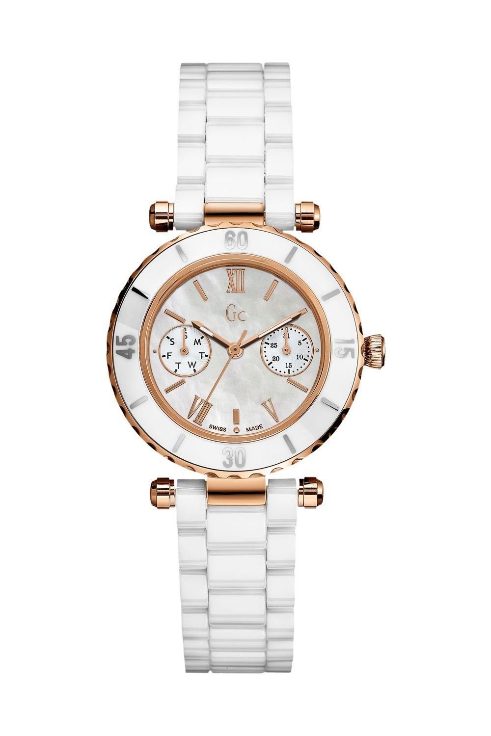GC R.Guess Coll.Col.Diver Chic Ceramica Reloj para Mujer Analógico de Cuarzo con Brazalete de Cerámica 42004L1