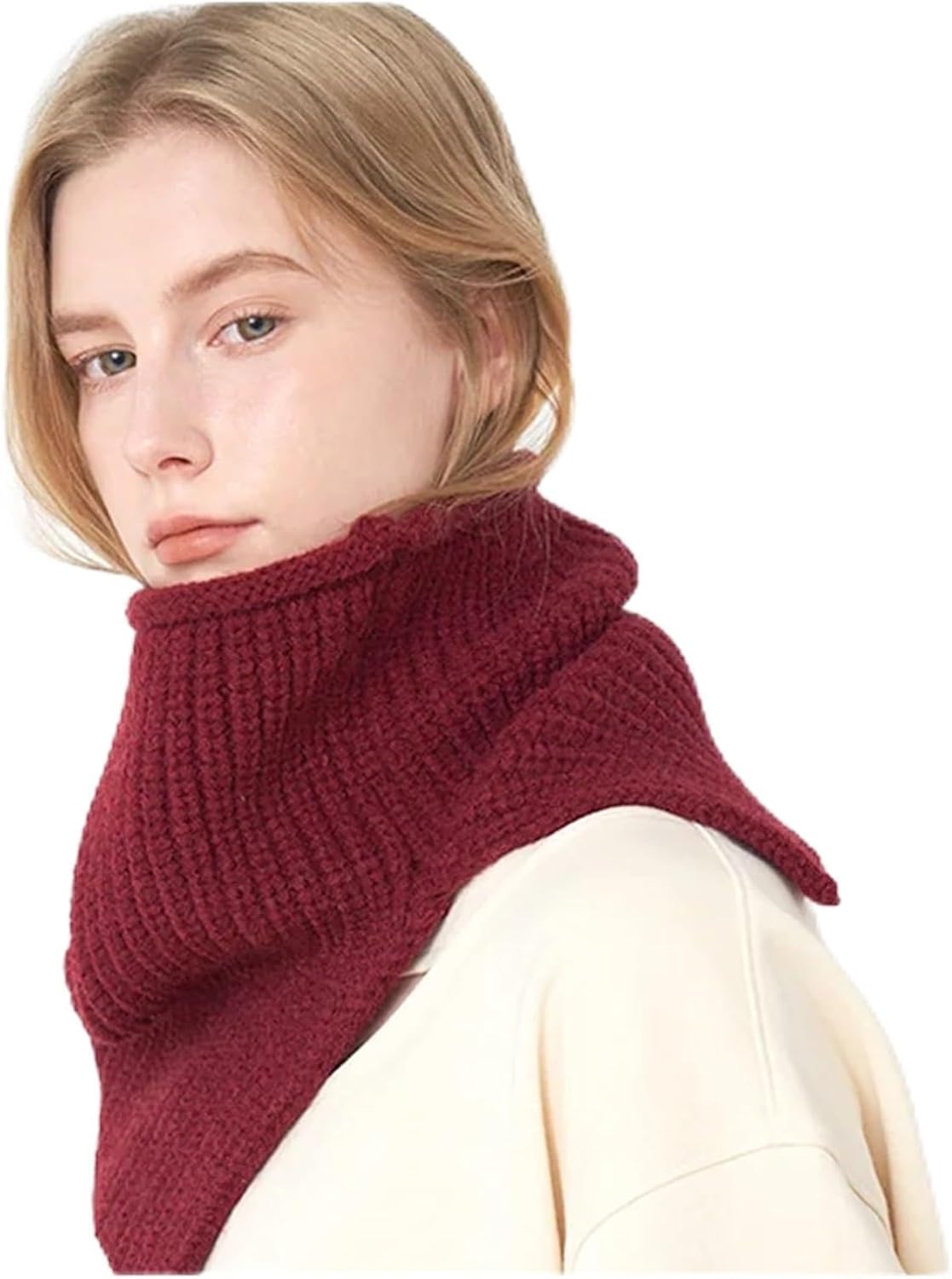 Warm Soft Knitting Neckerchief Warm Split Scarf Outdoors Windproof Neck Protection Scarf
