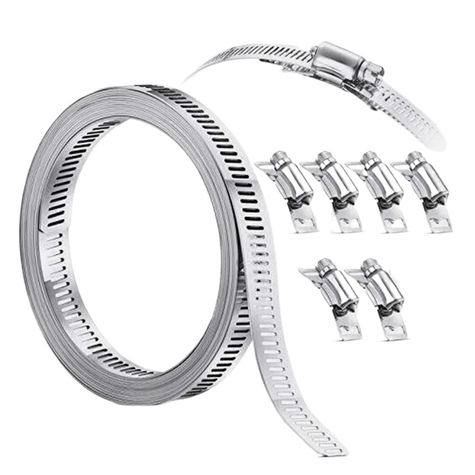 2SET Adjustable Large Hose Clamps Worm Gear Stainless Steel Clamp with Fasteners Automobiles Accessories and for Tube