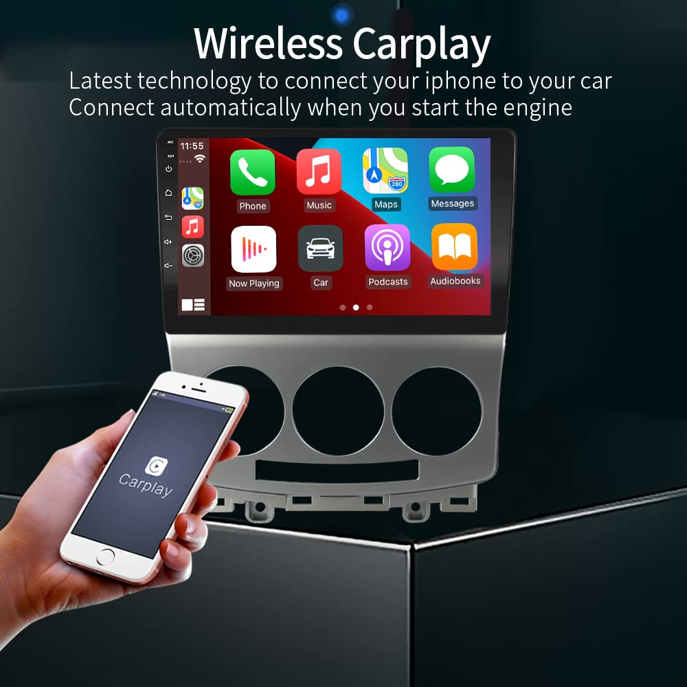 LEXXSON Carplay Radio Android Auto para Mazda 5 2005-2010, con Pantalla táctil capacitiva de 9 Pulgadas Control del Volante GPS Navegación Bluetooth WiFi Integrado Reproductor USB 2+32G