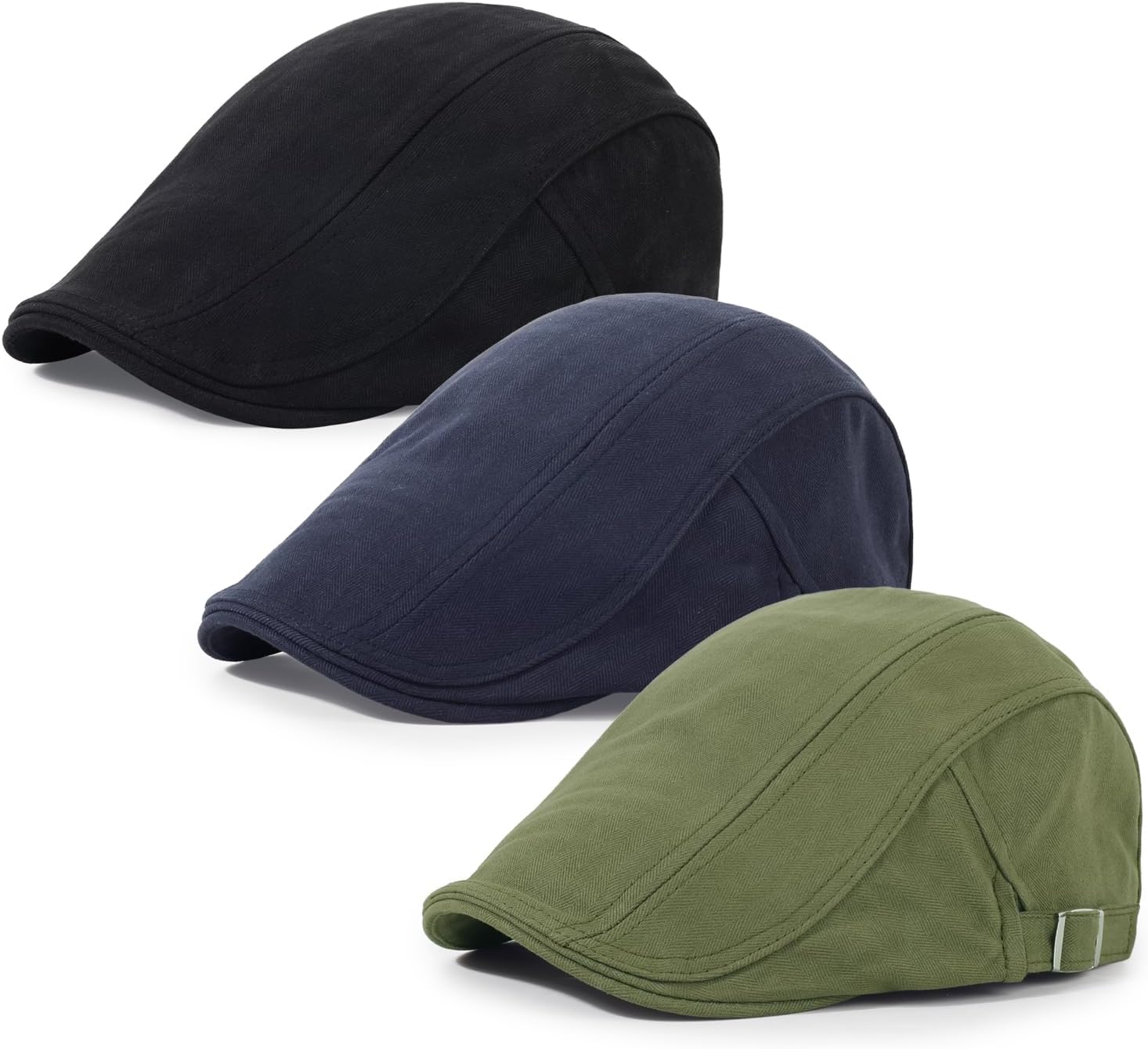 3Pcs Cotton Newsboy Hat for Men Cool Adjustable Flat Cap