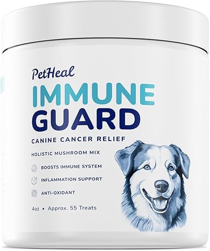 PetHeal Immune Guard - Soporte avanzado para perros con cáncer, ingredientes naturales, sabor a mantequilla de maní, APRX. 55 masticables suaves