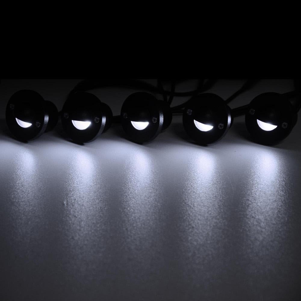 Yescom LED Deck Light 10 Pack Waterproof Lights Low Volt Step Stair Pathway Landscape Railing Lamp with Adaptor