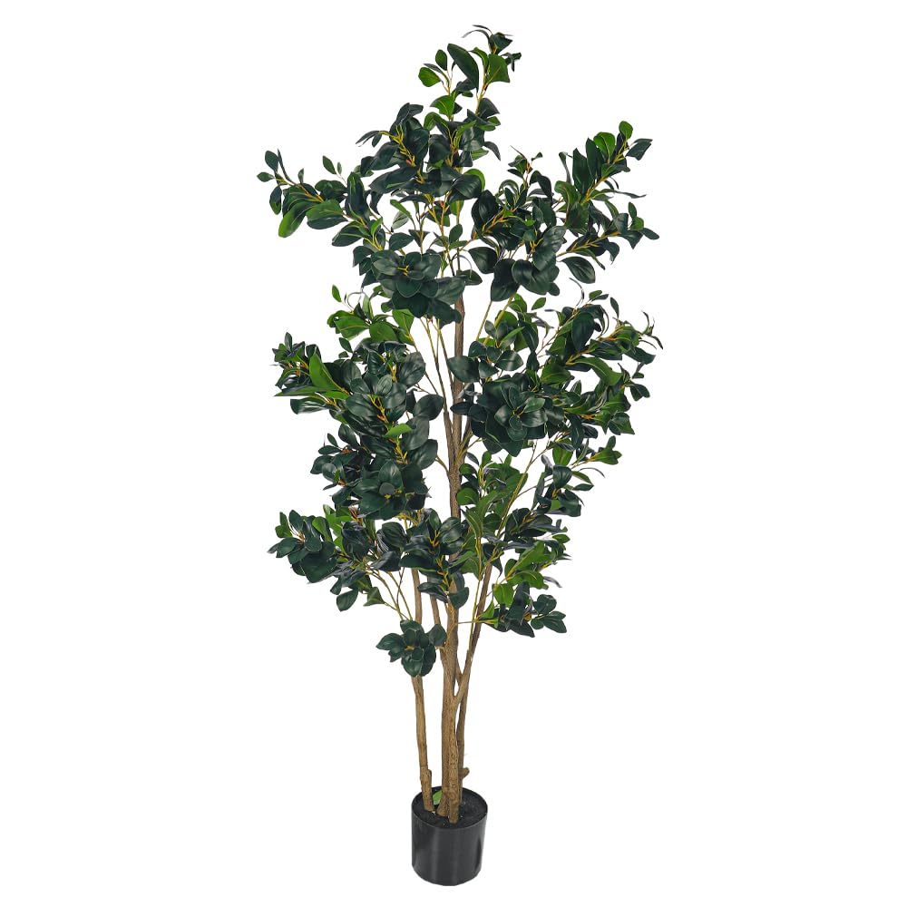 Artificial Rubber Plant - Artificial Rubber Plant With Plastic Pot - Plants For Home – Artificial Tree Outdoor – Fake Plants For Balcony – Artificial Plants Outdoor (180 CM)