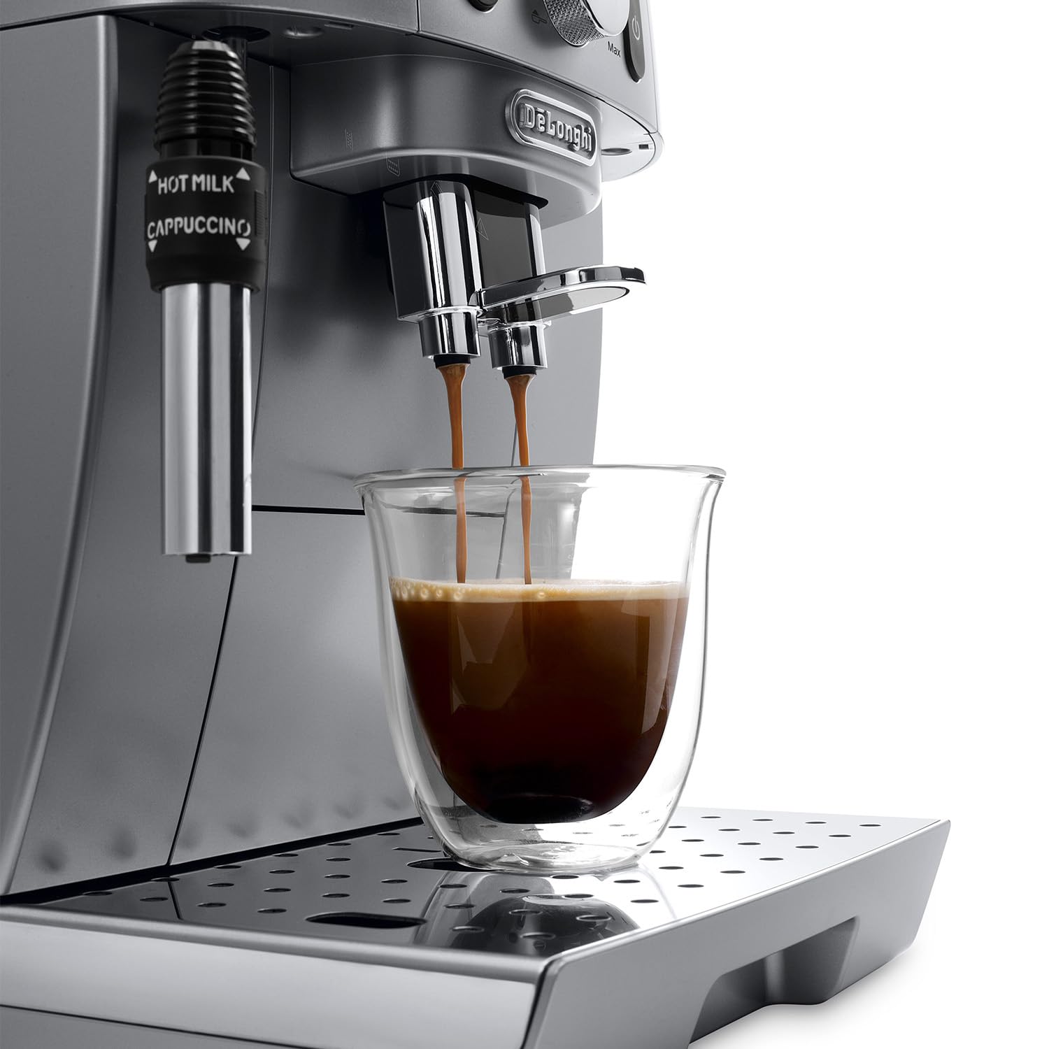 De'Longhi Magnifica S Smart ECAM250.​31.​SB, Macchina Caffè Automatica con Montalatte, Macchina Compatta dal Chicco alla Tazza, Montatura Manuale Latte, 4 Ricette One Touch, Nero Argento
