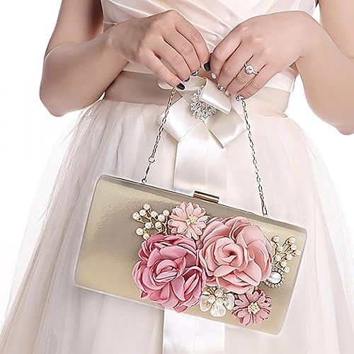 Vista 5 de Comeon Bolso de mano floral para mujer, bolso de noche de flores, elegante bolso de banquete, bolso de fiesta de dama para banquetes de boda