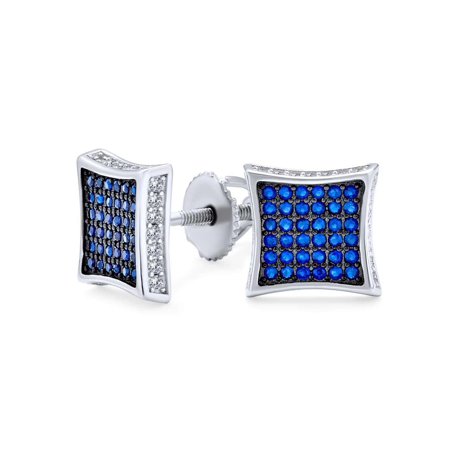 Pendientes de Estilo Geométrico Unisex para Hombre con Forma Cuadrada de Circonita Cúbica Micro Pavé CZ en Forma de Cometa para Hombre, Chapado en Oro Amarillo, Plata de Ley .925, 5 7 9 11 12 MM