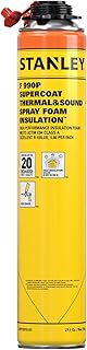 STANLEY F 990P Supercoat Spray Foam Insulation - Closed Cell Spray Foam Covers Up to 20 Sq.Ft.,(11.32 / 2 inch R-Value), Gun Use, Gun Not Included, 27.1 oz, 1 Pack