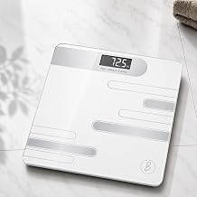 Btag Premium Digital Body Weight Scale | 26×26 cm Wide Platform | Clear LCD Display | Anti-Skid Base | 180 kg Capacity Abstract Design, 6 Months Warranty (White)