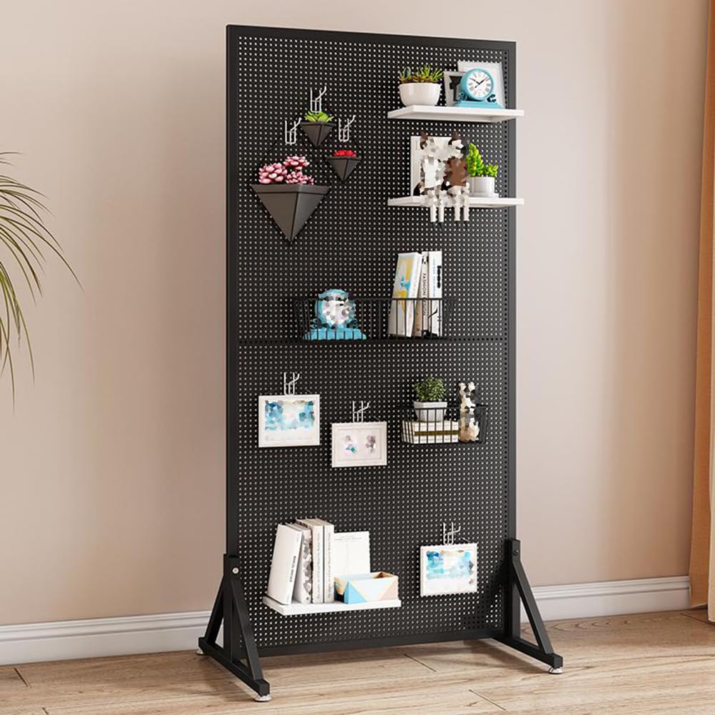 Paneles Metálicos De Tablero Perforado, Tablero Organizador De Suelo con Gancho, Estante De Almacenamiento para Tableros Perforados, Ideal para El Hogar, La Cocina,100x50cm