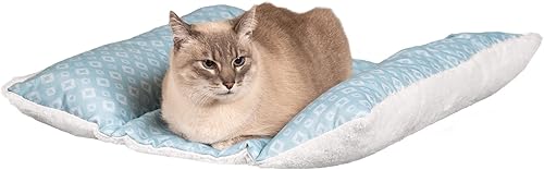 Furhaven Cama para gatos de interior, lavable con cojines extraíbles, para mascotas de hasta 18 libras, tapete de felpa y estampado de diamantes,