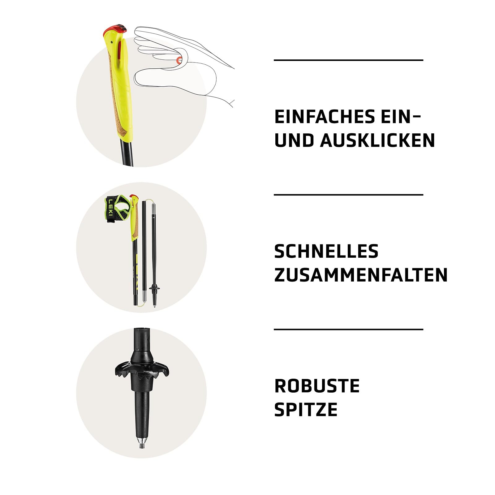 LEKI Evotrail FX.One TA Trailrunning Stöcke Damen & Herren | Aluminium & faltbar | Fixlänge | Ultraleicht