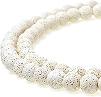 Vista 1 de MJDCB Natural Multicolor Volcanic Lava Stone Round Loose Stone Beads DIY for Jewelry Bracelet Making 15" (6mm, White)