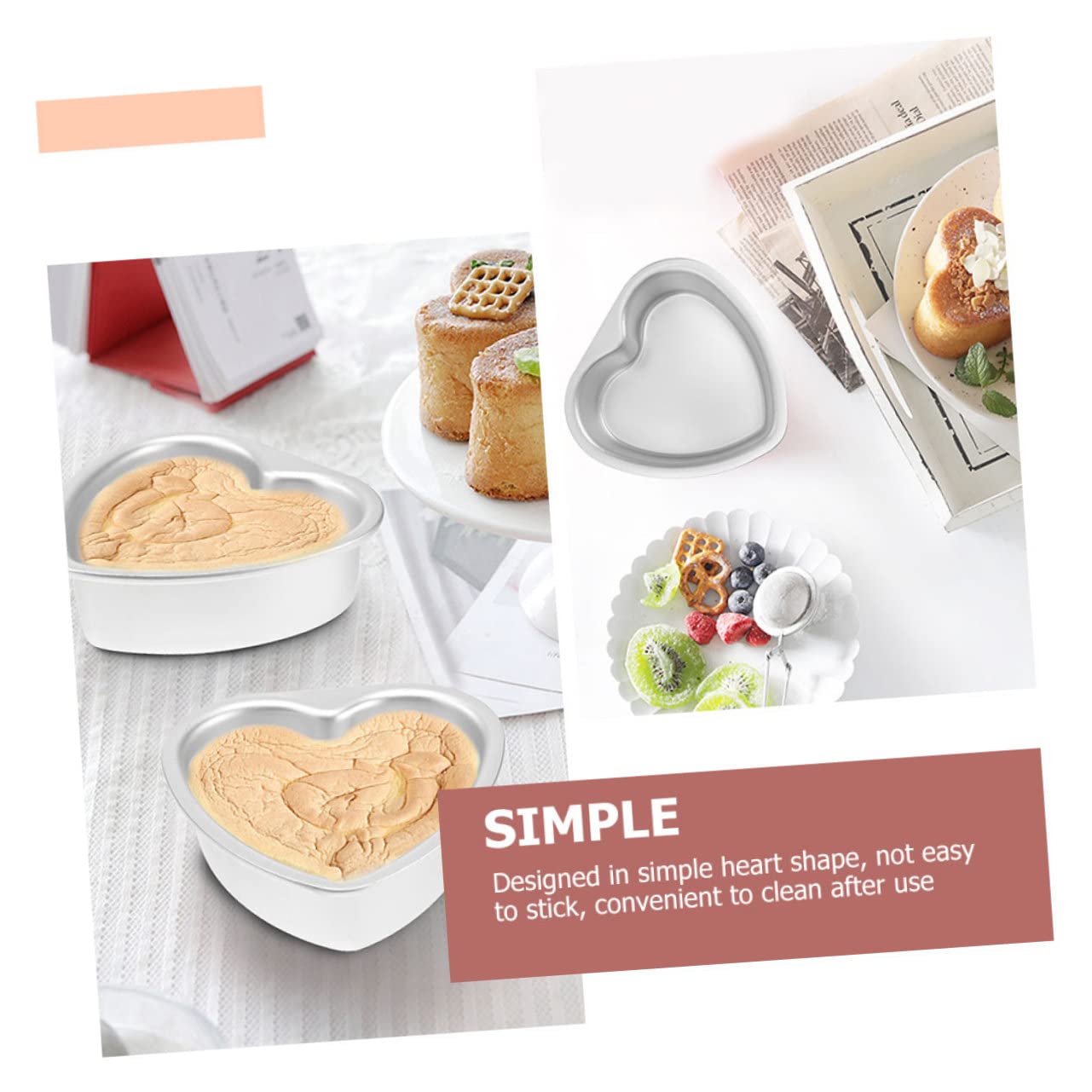 Mikikit Lot de 2 Moules à Gâteau de Cœur Moules à Cheesecake en Aluminium Anti-Adhésifs pour Pâtisserie Réutilisables et Faciles à Démouler pour Anniversaires et Événements