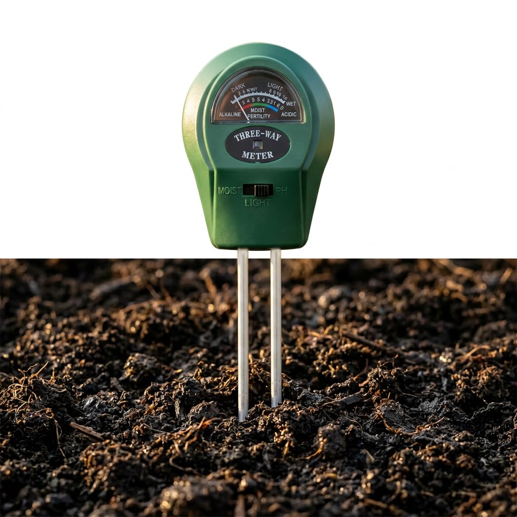 Medidor de pH del Suelo 3 en 1, Higrómetro de Suelo Medidor de Humedad del Suelo con pH Tester de Tierra sin Batería para Plantas Grandes de Interior y Exterior Flores Césped Jardinería