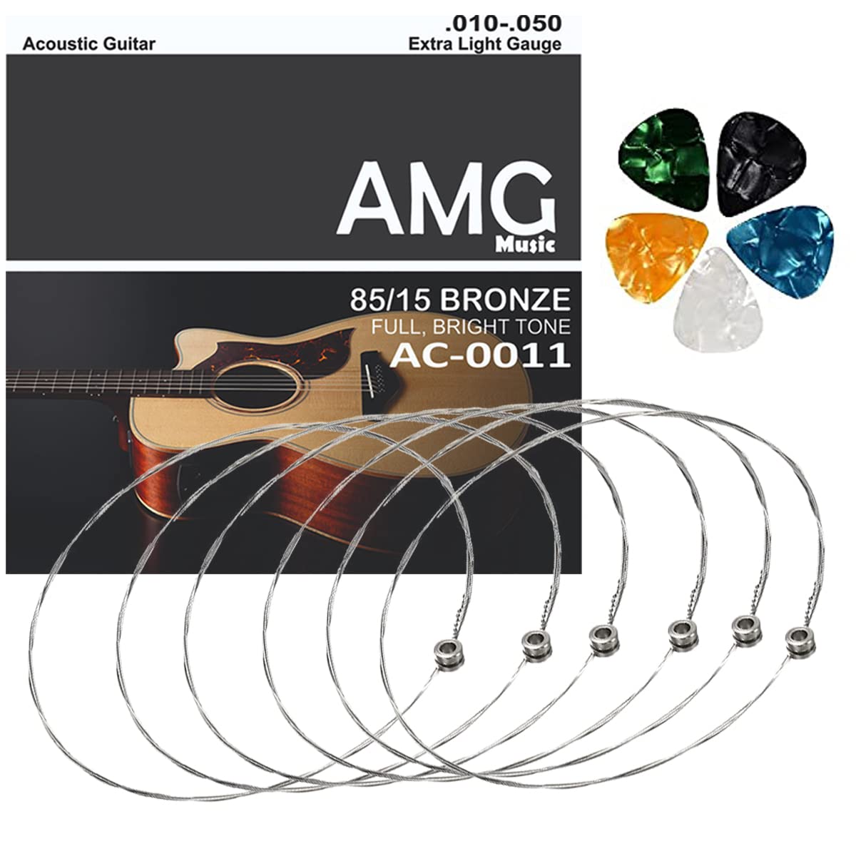DEVICE OF URBAN INFOTECH E-1st Guitar Strings Stainless Steel Hollow Ball End Replacement Guitar E String with Guitar Picks for Acoustic Guitar(Pack of 6)-image-27