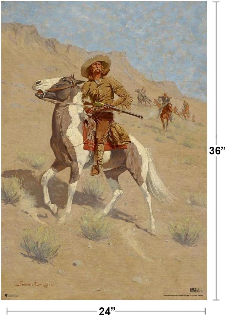 Frederic Remington Western Decor - Cowboy Painting with Horses - Wild West - Old West - Longhorn and Buckskin - Cool Wall Art Print - 24x36