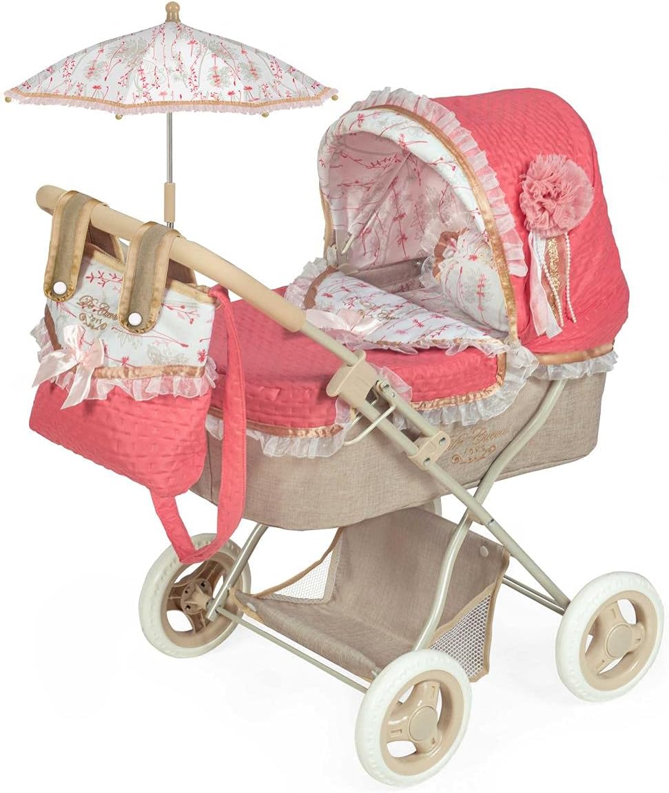 DE CUEVAS TOYS- Coche MUÑECA Plegable Martina con SOMBRILLA 60X38X65 CM, Multicolor (1)