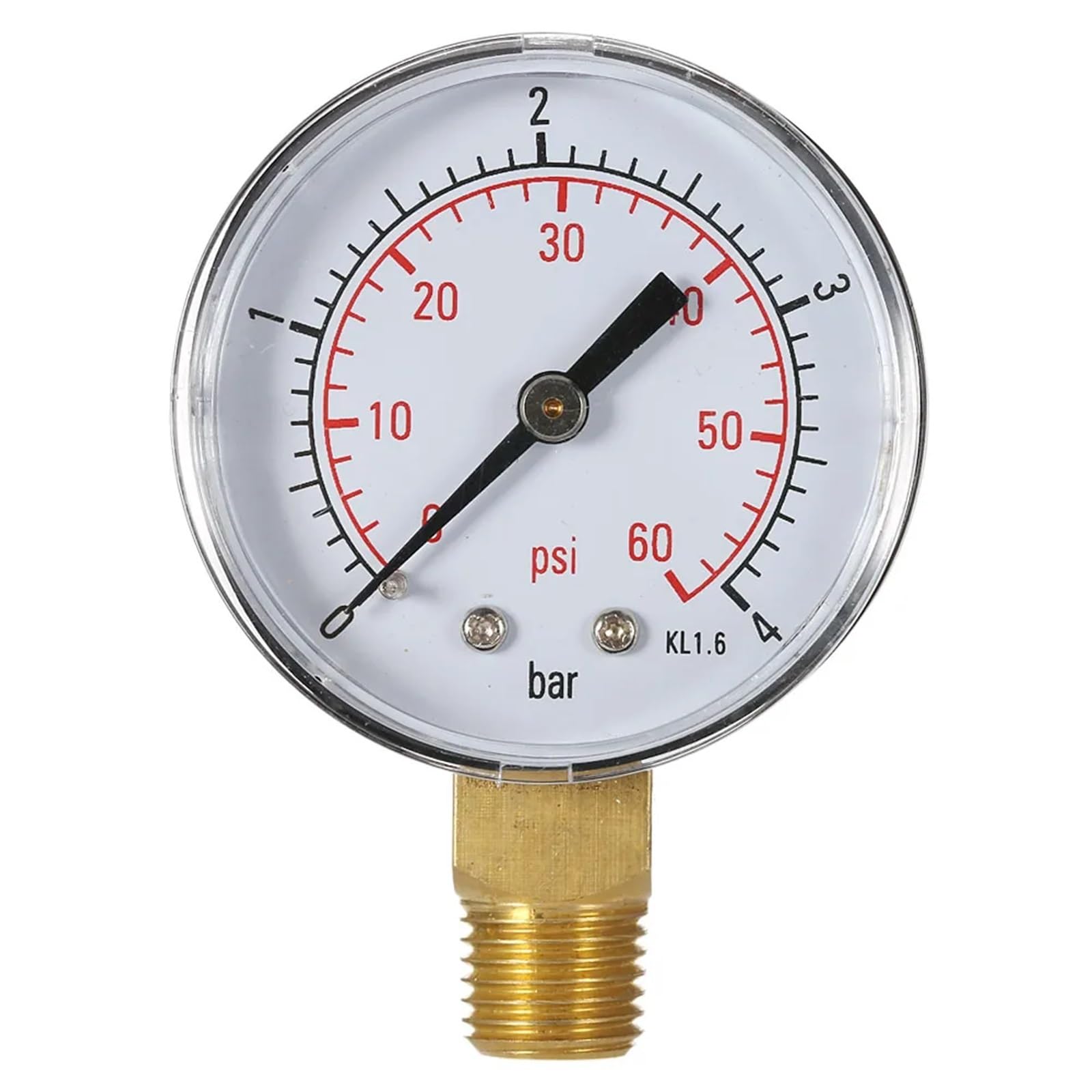 Manómetro de 50 mm for filtro de piscina y spa, medidor de presión de agua de 0 a 60 PSI, 0 a 4 bares, montaje lateral, rosca de tubo de 1/4 de pulgada NPT TS-50(TS-50-15psi)
