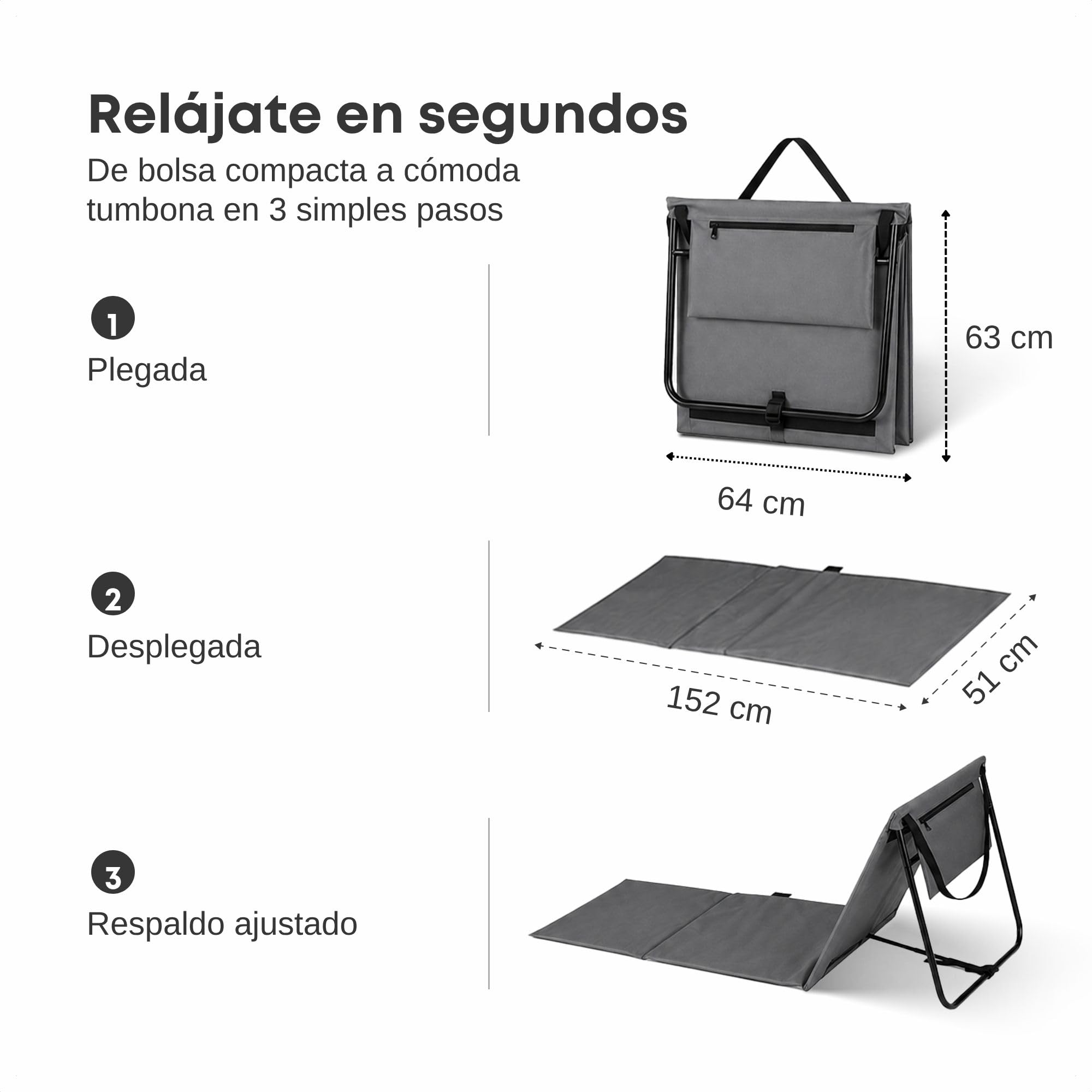 Intimo Living - Esterilla de Playa de 2 Piezas con Respaldo, Esterilla de Playa, Respaldo Acolchado, Espuma de Secado rápido