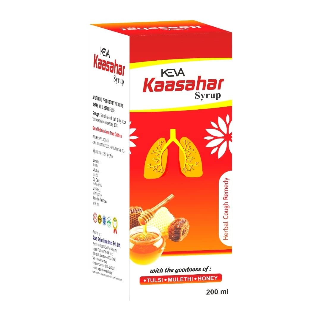 Keva Kaasahar cough syrup | Ayurvedic cough syrup | For all types of cough and chronic cough with the Goodness of Tulsi, Mulethi, kantkari,Talispatra, Shunthi, Vasa Pudina, Shudh madhu in 200 ml-image-46