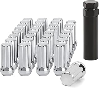 Glorider 9/16-18 Lug Nuts Spline Chrome, 32pcs 9 16 x18 Aftermarket Wheel Lug nut Large with Socket Keys for 2005-2011 Dakota, 2002-2010 Ram 1500, 1994-2011 Ram 2500, 1994-2011 Ram 3500