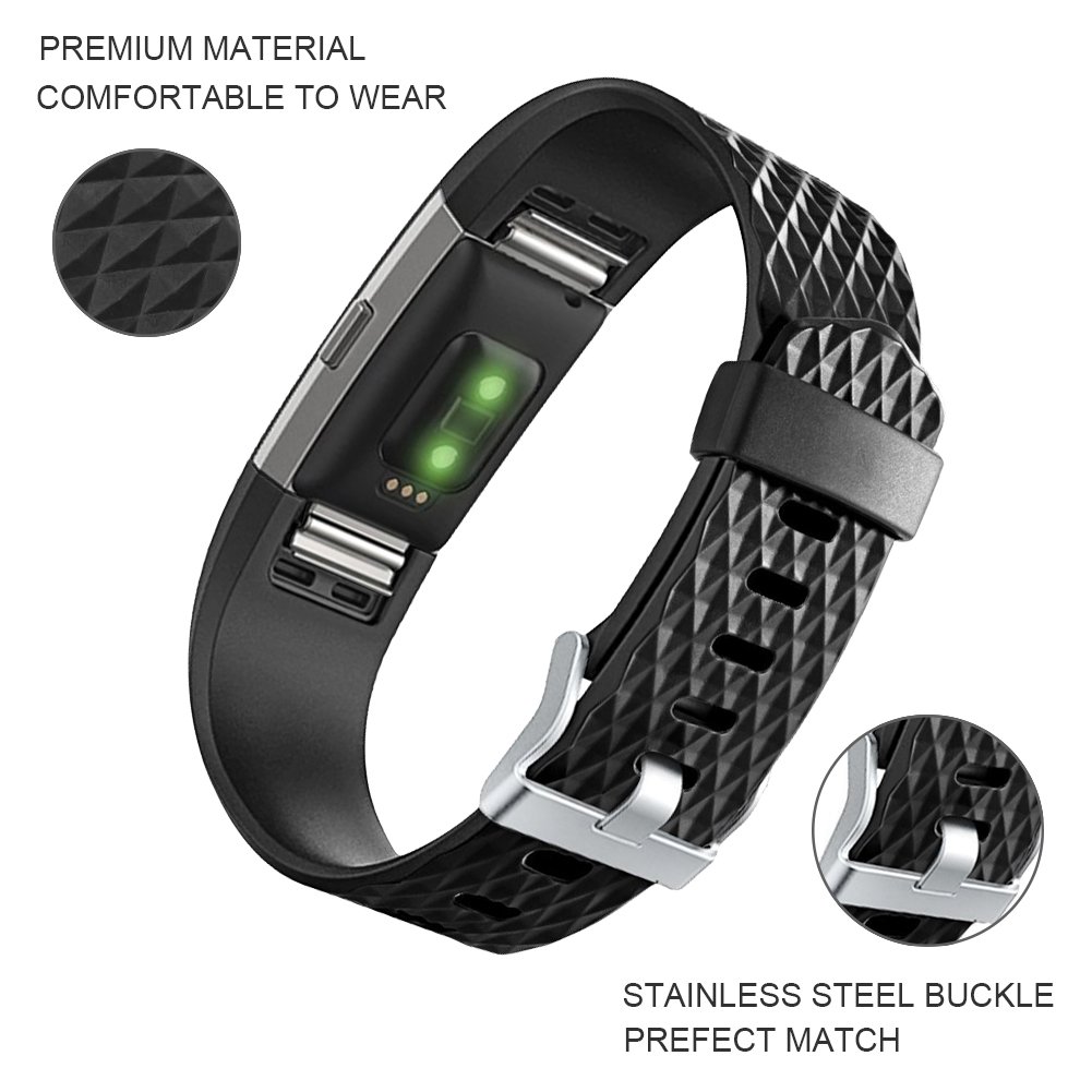 Correa para Fitbit Charge 2, Edición Especial Soft Silicona Deportes Recambio de Pulseras Ajustable Reemplazo Accesorios para Reloj Fitbit Charge 2 Pulsera de Actividad Pequeño y Grande — view 2