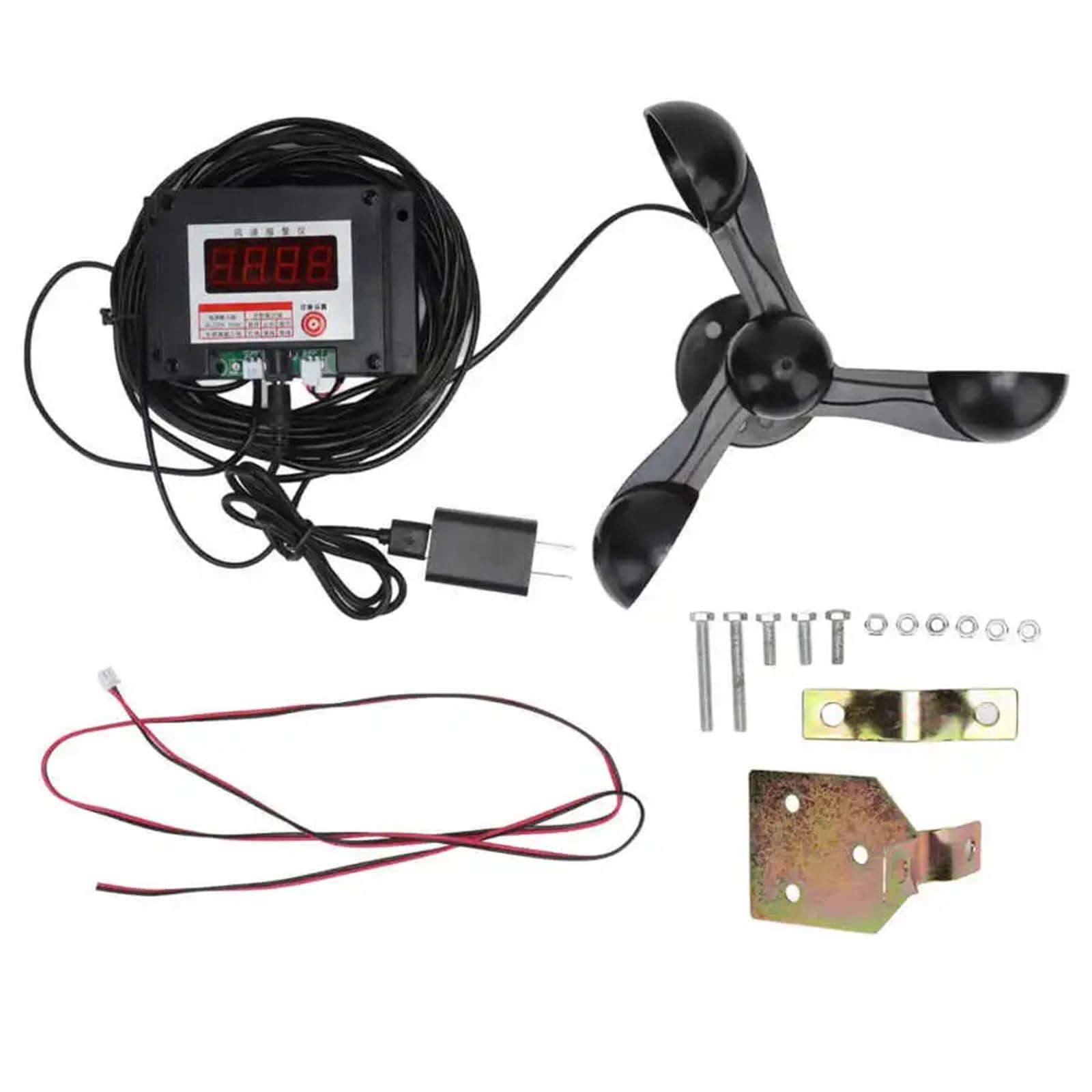 Medidor de velocidad del viento for grúa torre, 3 aspas, carcasa ABS, anemómetro y alarma.