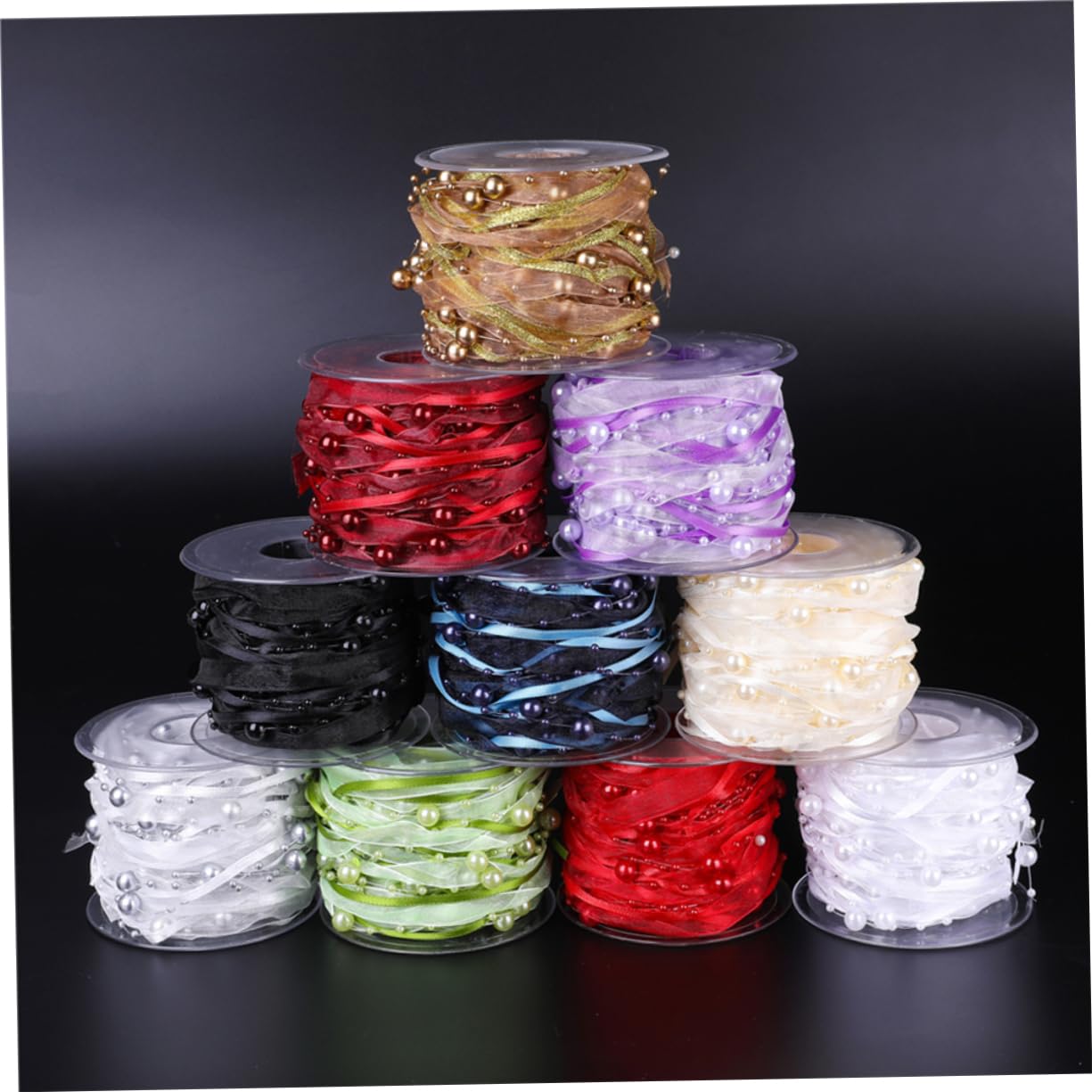 VILLCASE 3rollen Kreatives Brautstrauß-band Aus Perlen Und Satin Dekorative Hochzeits-webbing Für -partybedarf Weiß Wiederverwendbar Für Festliche Anlässe Und