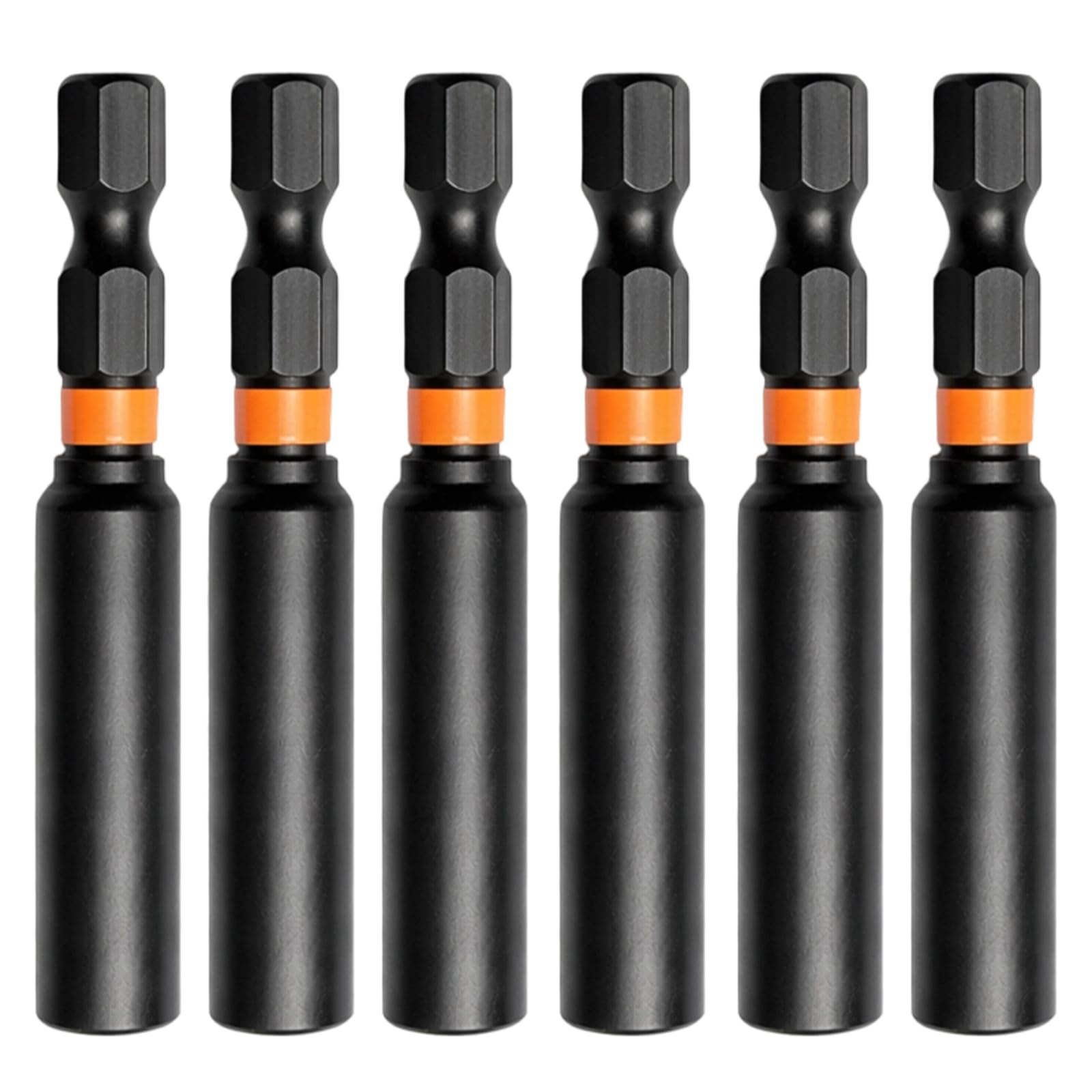 6 PCS 60mm Screwdriver Bit Holder, Drill Strong Magnetic Hex Bar Magnetic Drill Bit Holder, for Multifunctional Office Household/Industrial etc (Black)