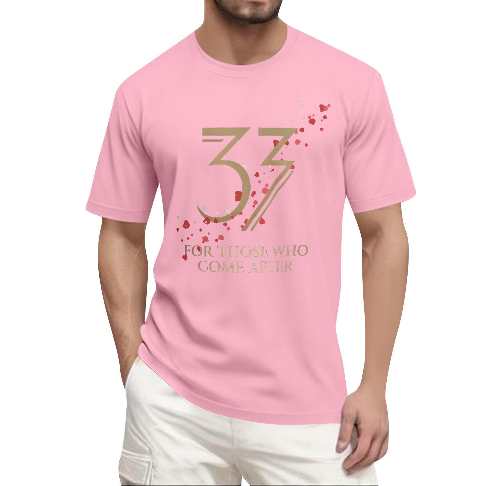 Unisex Expedition 33 Merch Clair Obscur Expedition 33 Game Shirt Printed Short Sleeves Top for Men Game Fans 01-Pink M