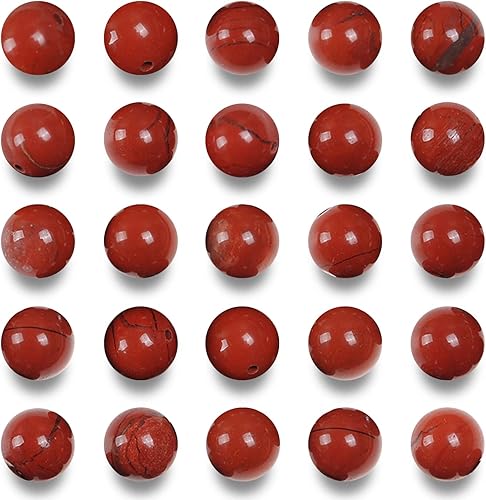 Miniatura 1 de Cuentas de roca roja para hacer joyas de 0.394 in Cuentas redondas de piedra para pulseras piedra de jaspe natural, 36 piezashebra