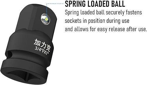 Miniatura 25 de Adaptador de enchufe de impacto y reductor de 1/2 pulgada (F) a 3/4 pulgadas (M) para llave de trinquete, hembra a macho, CR-MO, (mejorada, negro)