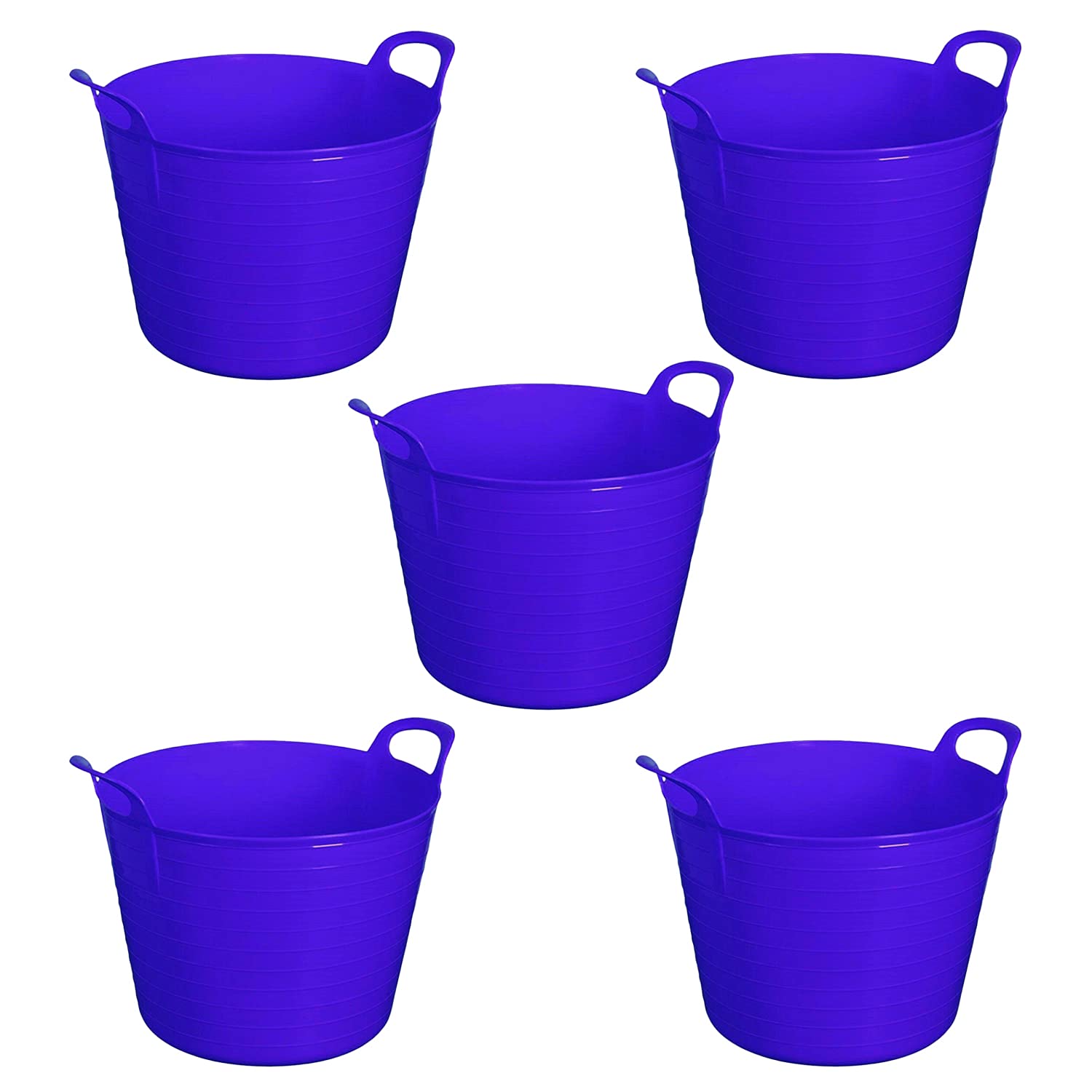 Pack Of 5-26/42/75 litre Flexi Tub Garden Home Flexible Colour Storage Container Bucket Polyethylene Flex Tub - Made in U.K. (Purple, 26 Litre) โ image 1