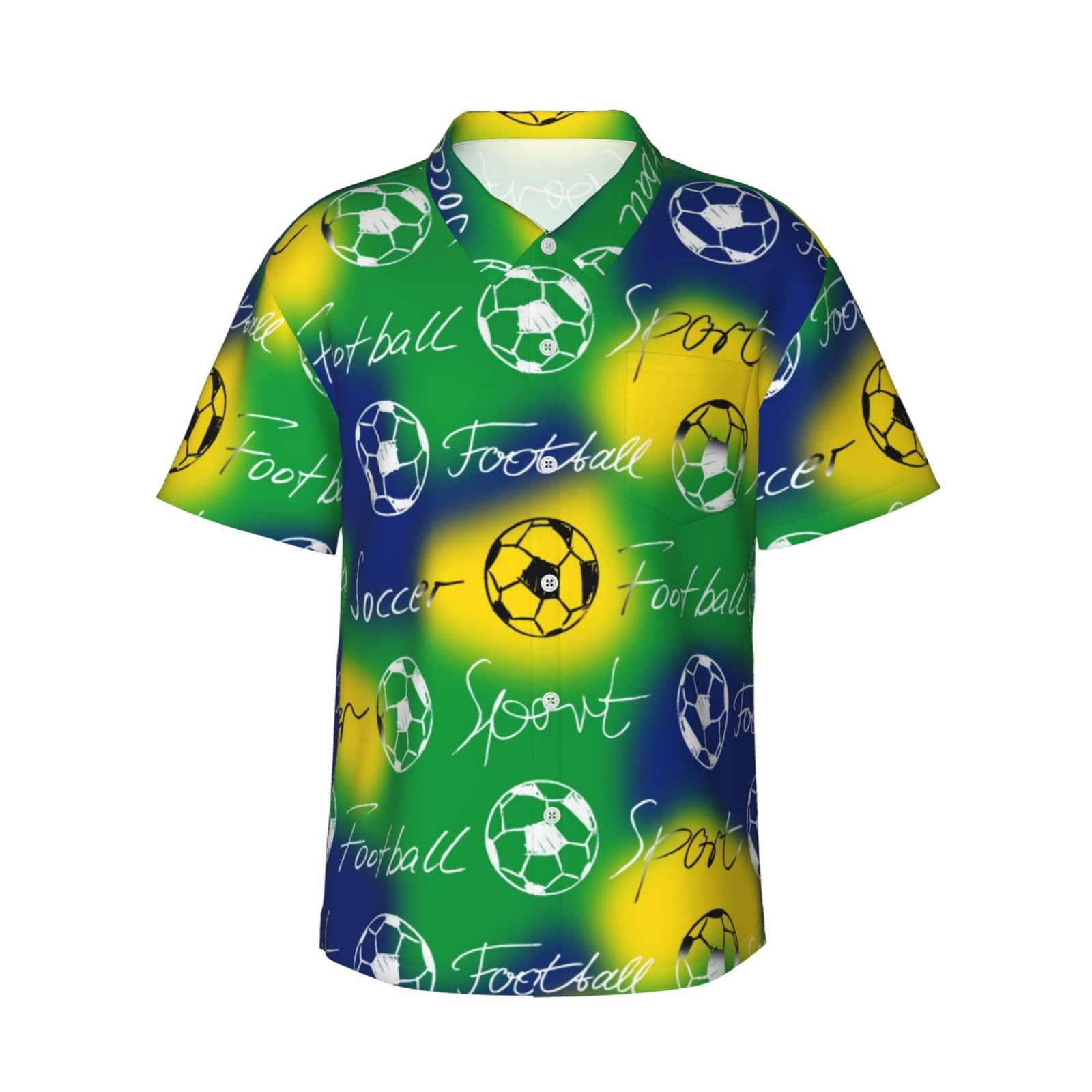 VTHXLOI Sport Soccer Football Mens Beach Shirts Tropical Short Sleeve Button Down Shirt Summer Top Medium