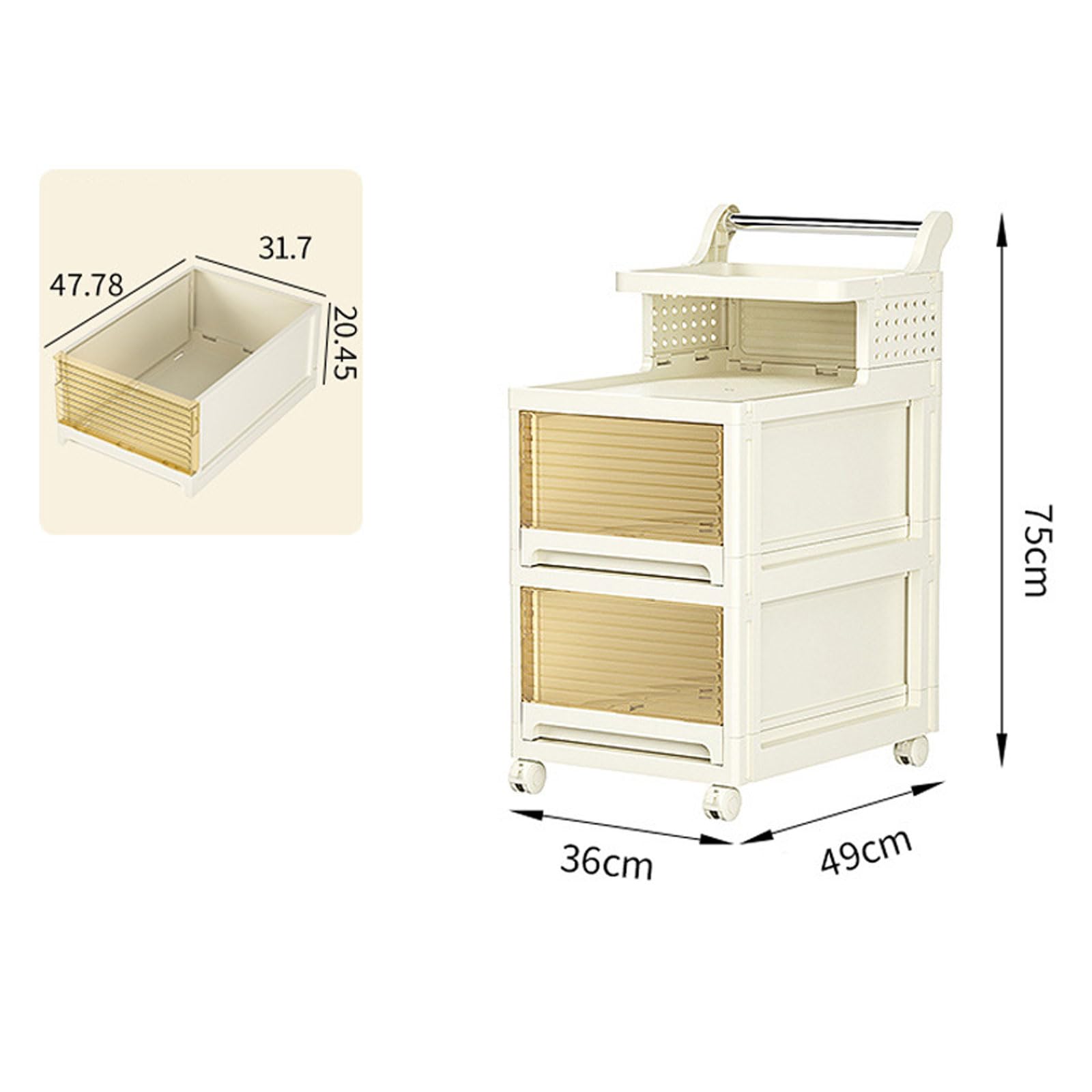 Gabinete de Almacenamiento de Baño Delgado con Ruedas Carro de Cocina Estrecho con Asa, Gabinete de Piso Impermeable con Ruedas Y Cajones para Espacios Pequeños