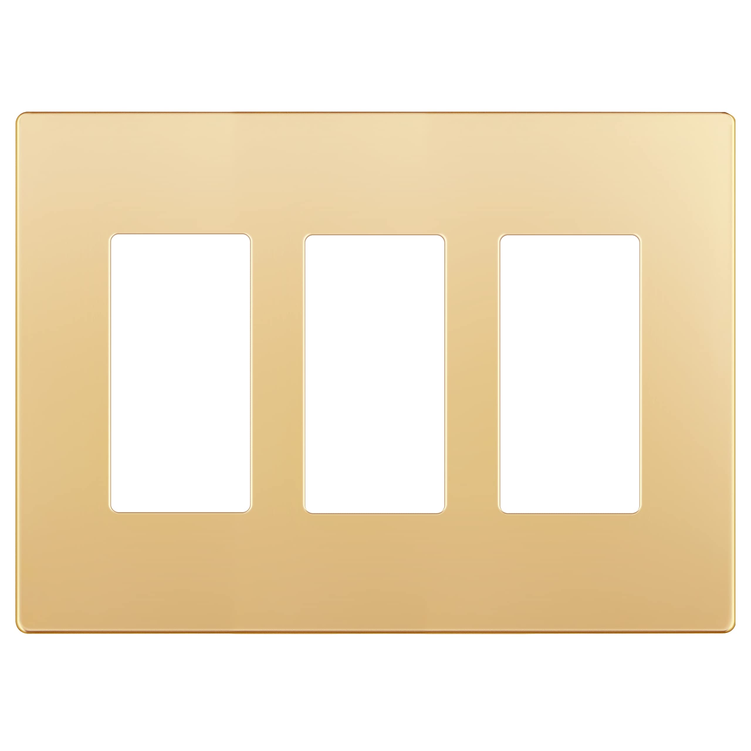 LIDER Brushed Finish Decorator Switch Cover, Screwless Wall Plate, Mid-Size 2-Gang 4.88" x 4.92", Unbreakable Polycarbonate Thermoplastic, UL Listed, LSWP-32M-BGD, Brushed Gold — view 81