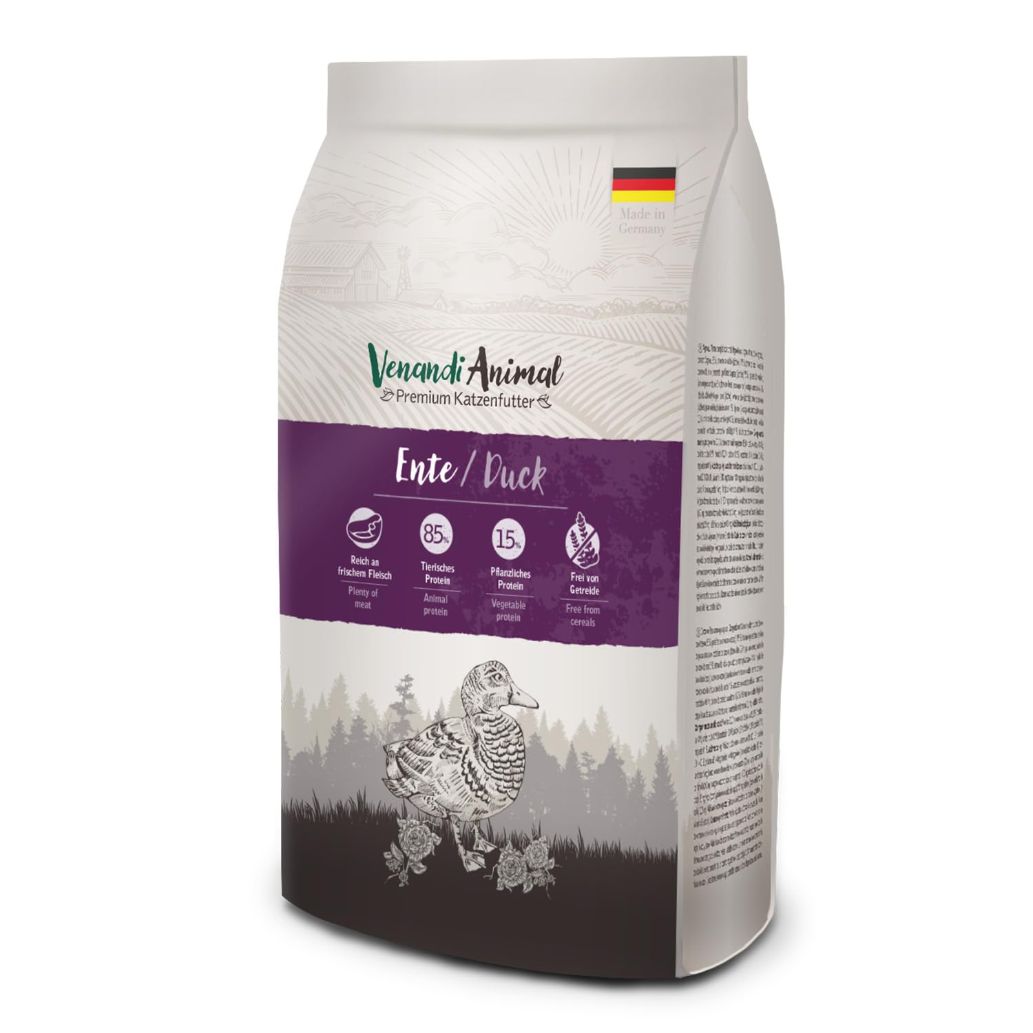 Venandi Animal - Premium Trockenfutter für Katzen - Ente, 1er Pack (1 x 6,5kg), getreidefrei mit viel frischem Fleisch
