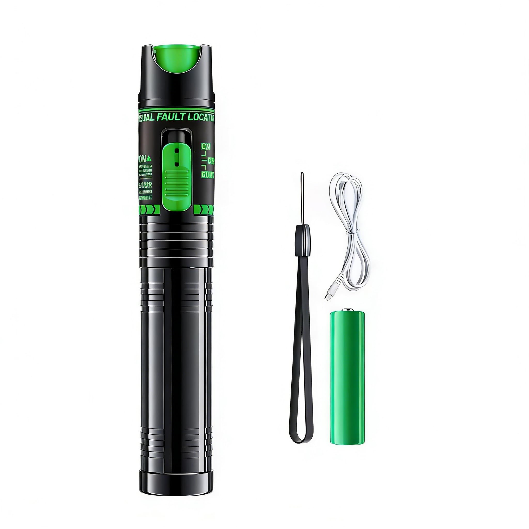 Localisateur visuel de défauts fibre optique rechargeable 15 mW, stylo lumineux Vert, connecteur Type-C, testeur de fibre optique compatible avec les connecteurs SC/FC/ST/LC, outil VFL