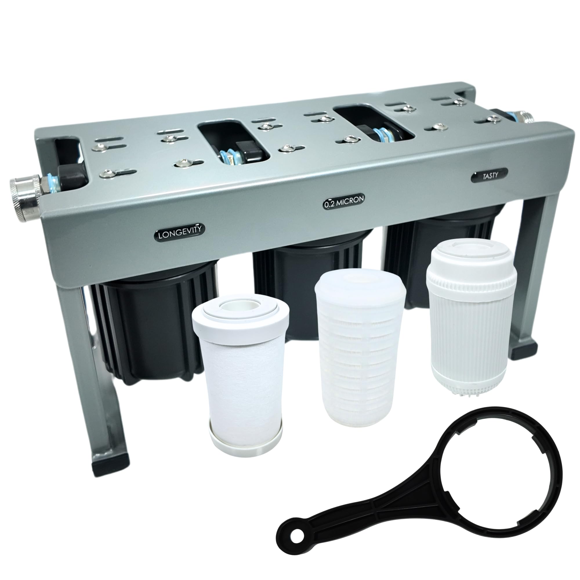 Glacier Source 3-Stage Premium 0.2 Micron RV Water Filter System – 0.2 Micron Filtration with Compact 5-Inch Filters for RVs, Vans, and Boats –