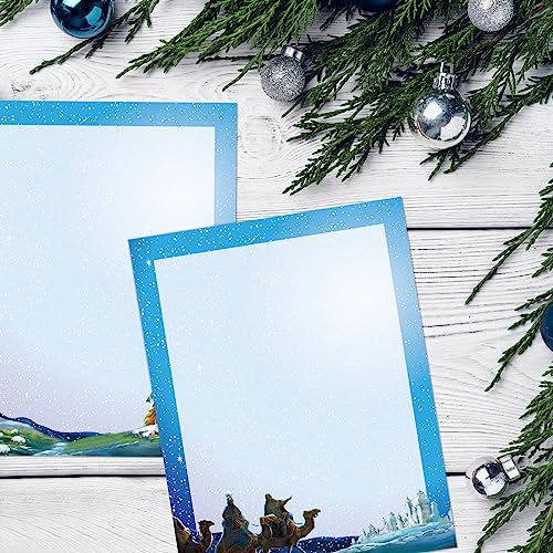 48 folhas de papel de papelaria de Natal de 21 x 28 cm, papel para impressão, papel de carta de Nata