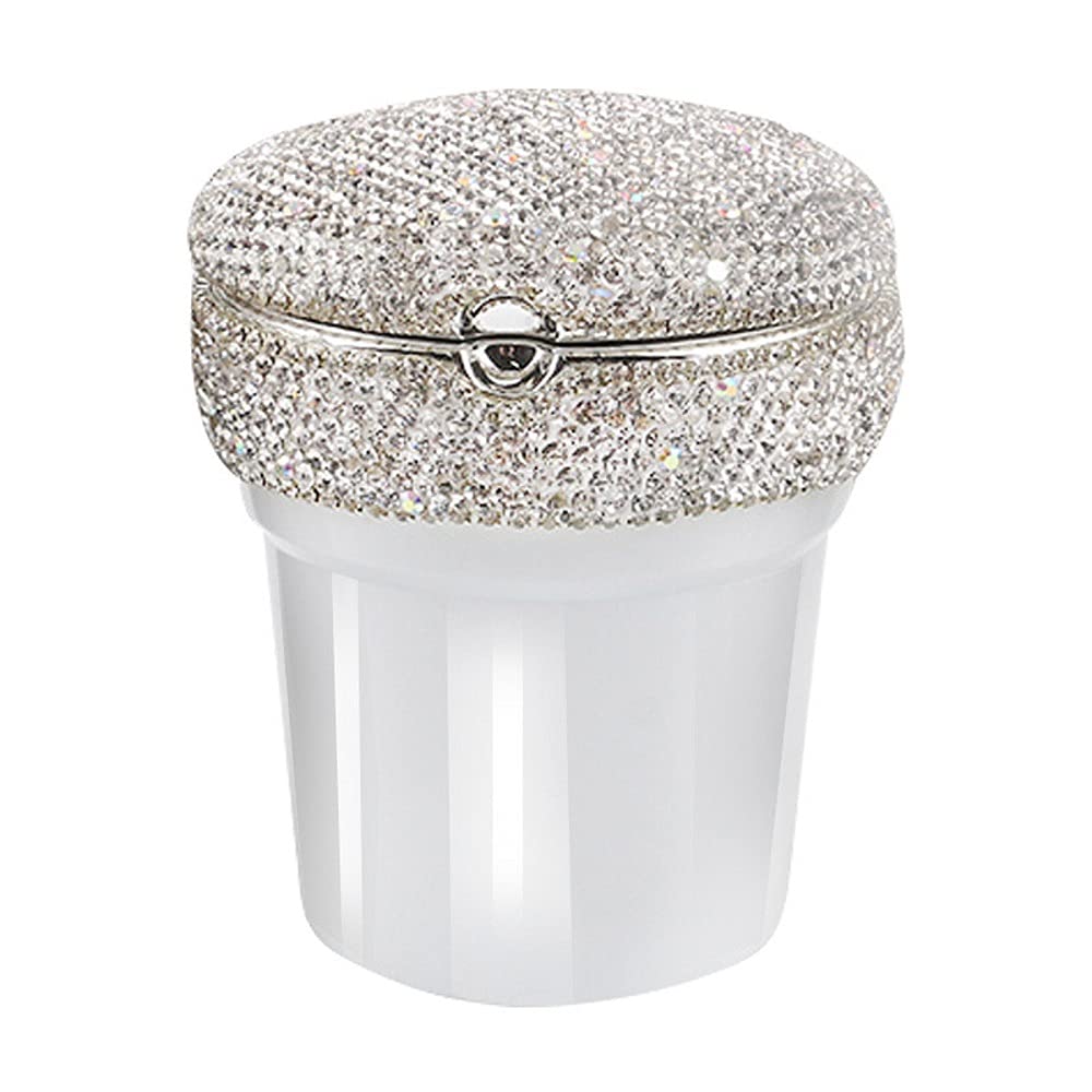 Globalstore Ashtray for Car, Bling Diamond Car Ashtray with Lid, Smokeless Ashtrays Portable Car Cigarette Ashtray with LED Light, Car Trash Can Windproof Car Ash Tray for Travel, Home, Office