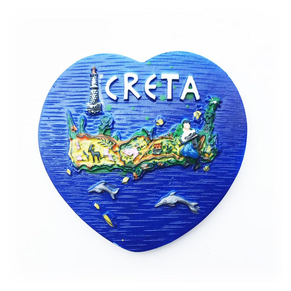 Heart-Shaped Map Of Crete Greece Magnet Kitchen Fridge Decorated Magnet