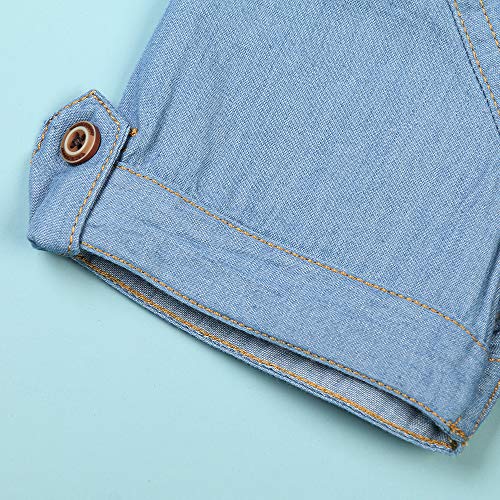 OCHENTA Boys' Short Sleeve Button Down Shirts Lightweight Denim Western Tops 5