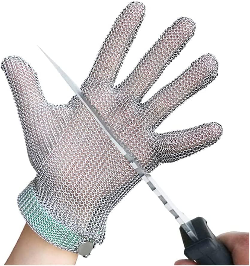 CukUJH Anti-cut Gloves Cut-resistant Steel Gloves, Food-grade Safety Hinged Gloves For Kitchen Slaughterhouse Meat Cutting(Small)
