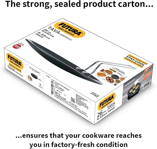 Miniatura 6 de Futura Plancha de tava cóncava anodizada dura, 10 pulgadas, 0.250 in con mango de acero, gruesa, color negro