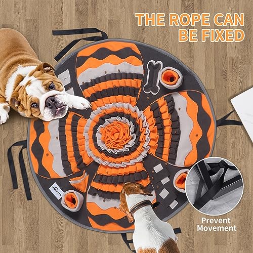 IEUUMLER Schnüffelteppich Hund, Waschbar Trainingsmatte rutschfest Futtermatte intelligenzspielzeug für Hunde Fördert Natürliche Futtersuche, Stressabbau & Gesundheit FC017(Grau und Orange)